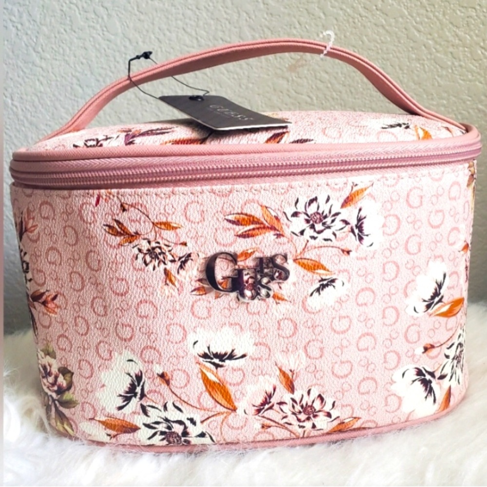 Guess Floral Monogram Cosmetic Case with Handle - Picture 8 of 11